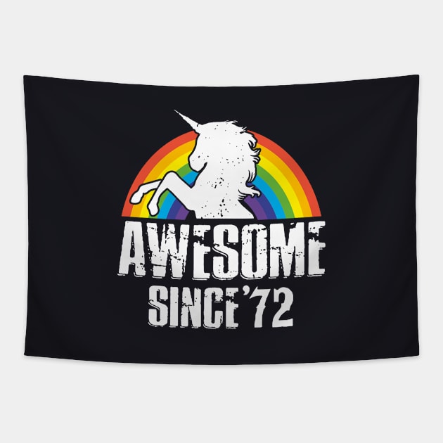 Unicorn Awesome Since 72 Rainbow Love Horse Cute Awesome Tapestry by huepham613