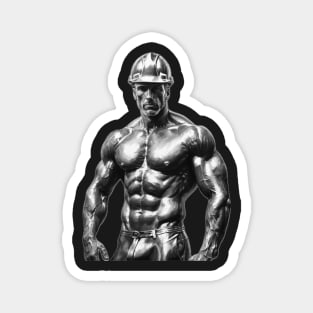 Muscular Hunk Wearing A Hard Hat Magnet