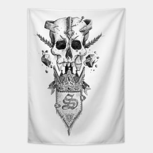 Steampunk skull with flag S Tapestry