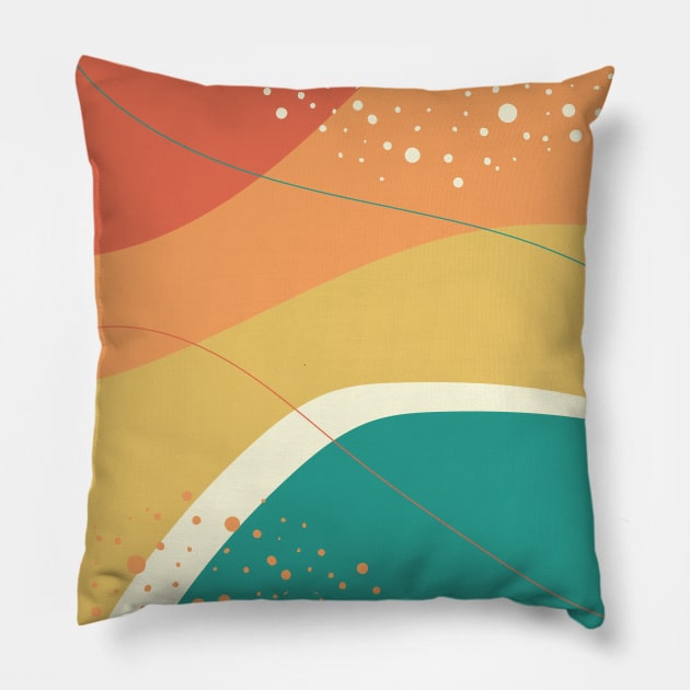 Modern Abstract Organic Shapes in Yellow, Orange and Teal Pillow by tramasdesign