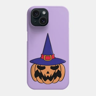 Halloween pumpkin wearing a witch's hat Phone Case