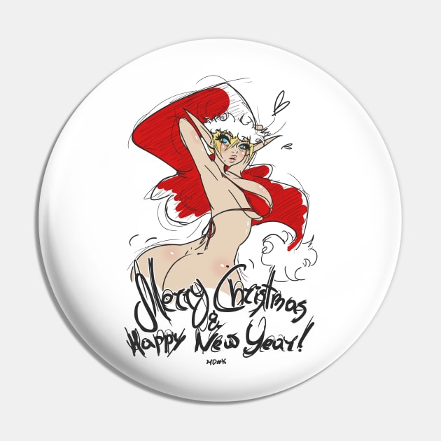 Santa's Elf Girl Merry Christmas and Happy New Year Pin by YujiVI