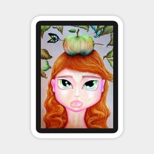 Girl With Apple On Her Head Magnet