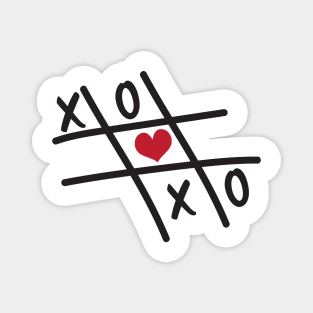 Tic Tac Toe XOXO Red heart Magnet