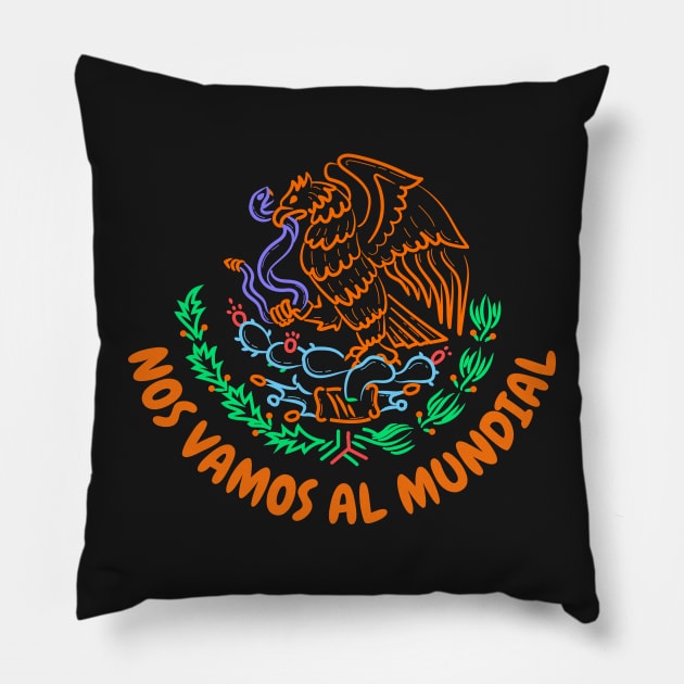 Nos Vamos Al Mundial Mexican Football National Team Fans Soccer Pillow by odrito