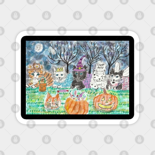 Happy Halloween cats costumes Magnet by SamsArtworks