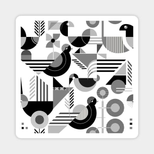 Bauhaus style birds monochrome pattern Magnet