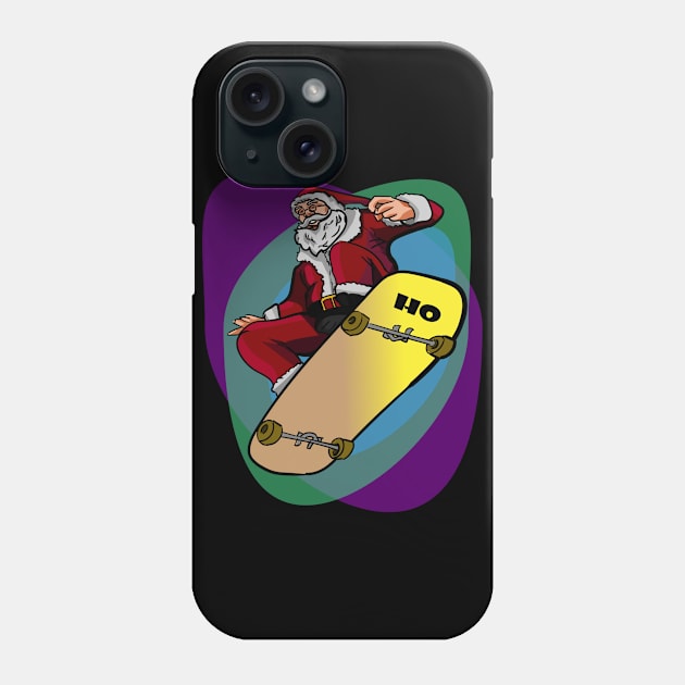 Santa on Skateboard Funny Santa colorful Phone Case by wirefox