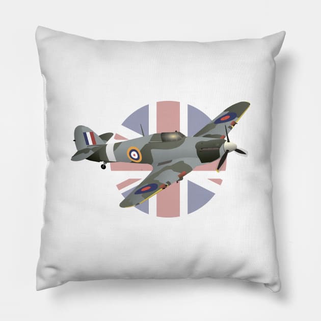 British Hawker Hurricane Fighter Aircraft Pillow by NorseTech