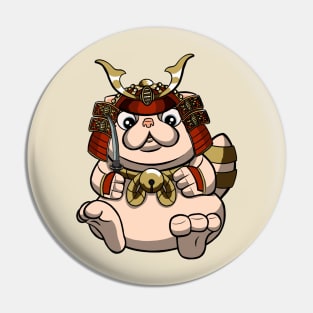 Samurai Cute Fat Cat Pin