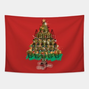 Christmas Tree Made of Beer Bottles Tapestry