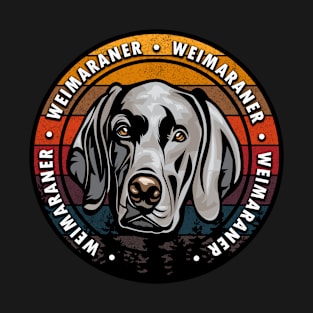 Weimaraner distressed sunset retro dog face design T-Shirt