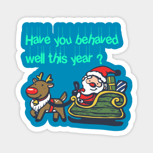 New year illustration of Santa Claus with gifts and reindeer with him Magnet