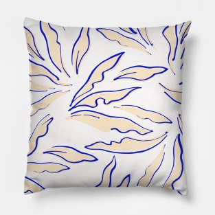 Fresh Banana Leaves in Indigo and Yellow Pillow