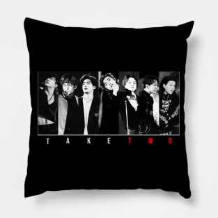 BTS Take two OT7 , front printed (Dark theme) Pillow