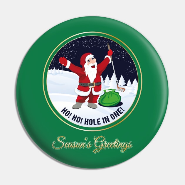 Santa Golf Season's Greetings for Golfer Golf Club Christmas Card Pin by stearman