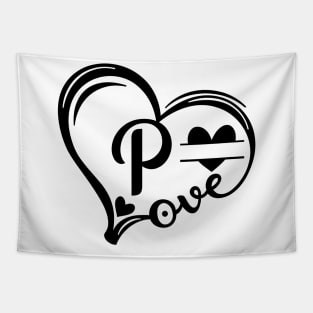 letter p monogram in the shape of love Tapestry