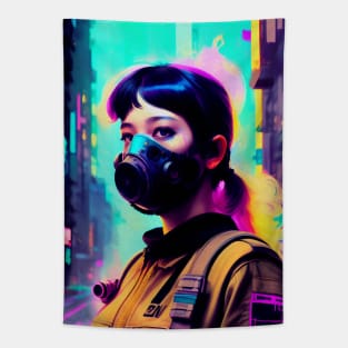 Abstract Cyberpunk Girl Tapestry