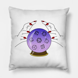 Roll for Your Fate - Polyhedral Dice Crystal Ball Pillow