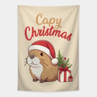 Capy Christmas Capybara Santa Tapestry