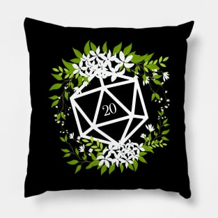 Floral D20 Dice for Plant Lovers Pillow