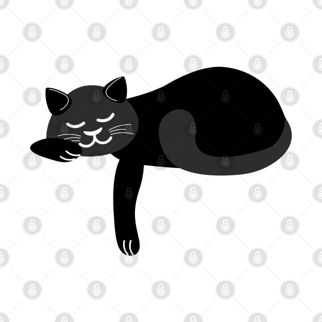 Cute Kitten Gift Idea | Sleepy Black Cat by Fluffy-Vectors