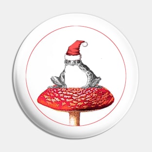Christmas Frog on Mushroom Pin