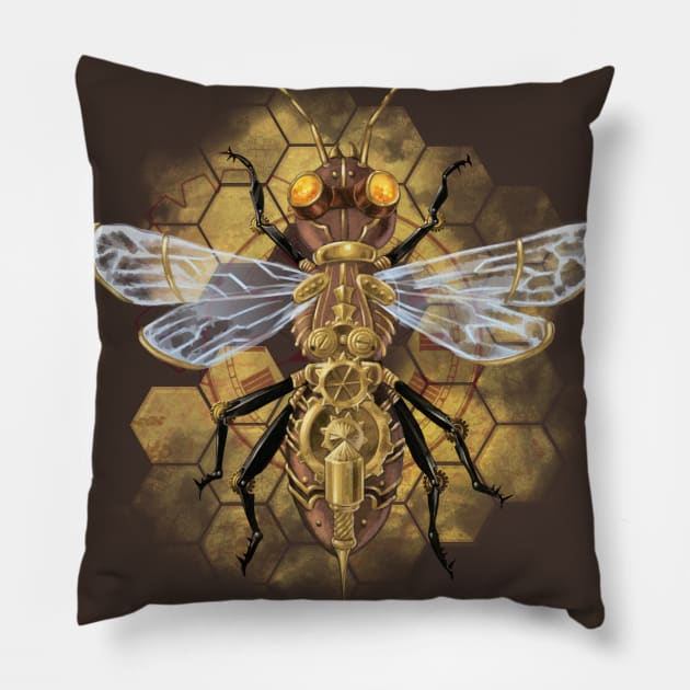 Steampunk Bee Pillow by artbygalen