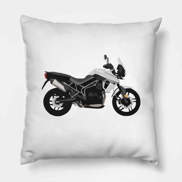 Motorcycle Triumph Tiger 800 XRx white Pillow by WiredDesigns