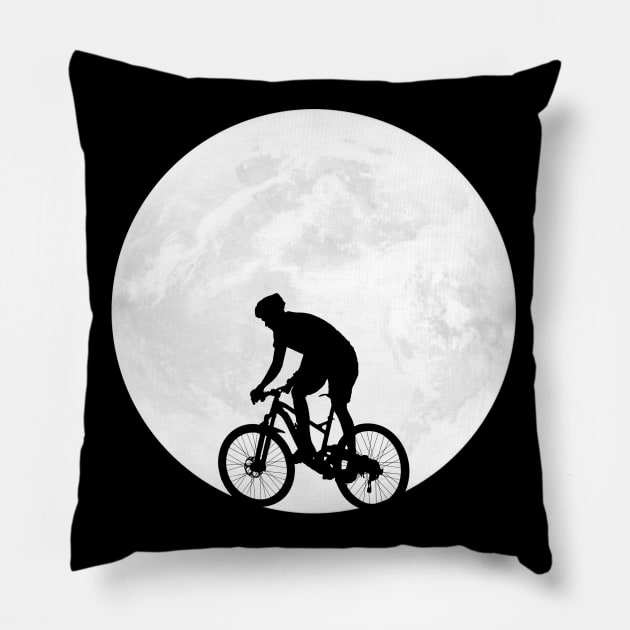 Cyclist Shadow in Full Moon Pillow by ChapDemo