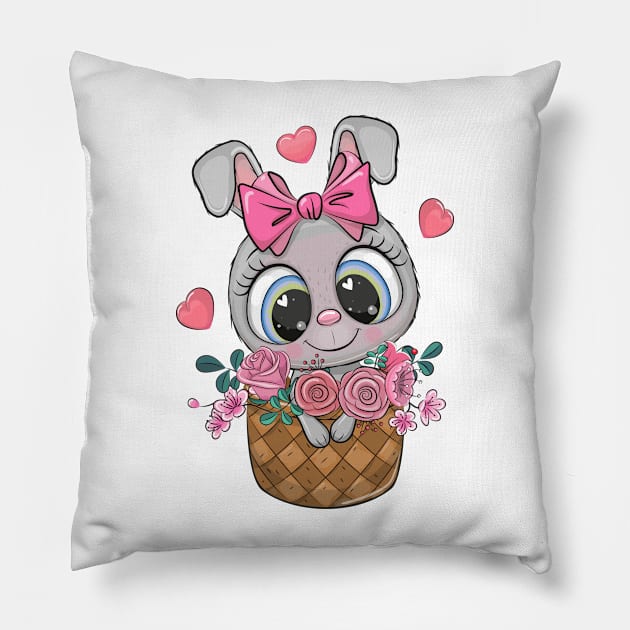 Cute Cartoon Rabbit Pillow by Reginast777