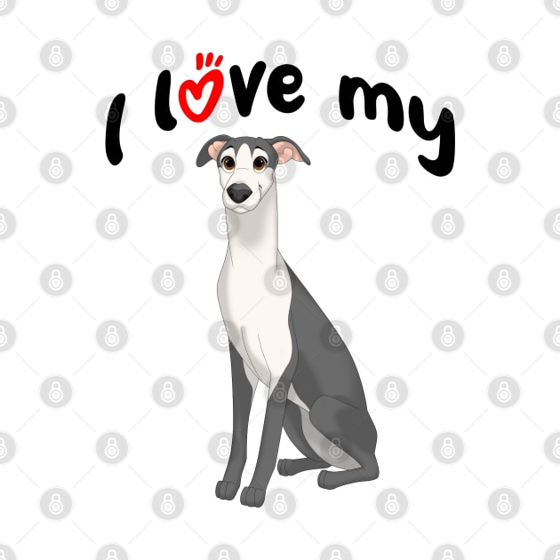 I Love My Black & White Whippet Dog by millersye