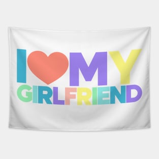 I Love My Girlfriend Red Hearts Love Couple (Rainbow) Tapestry