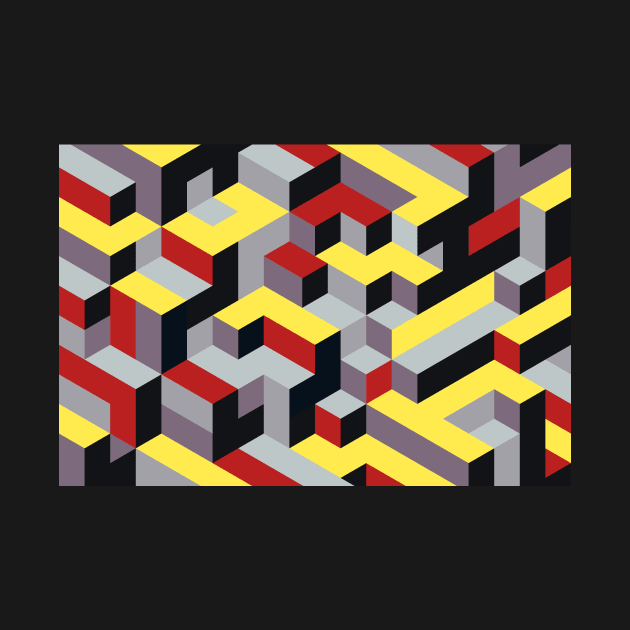 Yellow Red Grey Geometric Pattern by diiiana