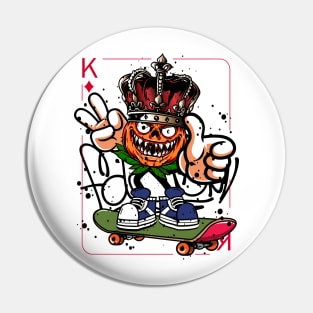 King Playing Card Monster with Skateboard Graffiti Street Art Pin