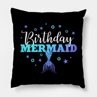 Birthday mermaid Funny Graphic Womens Girl T-Shirt Pillow