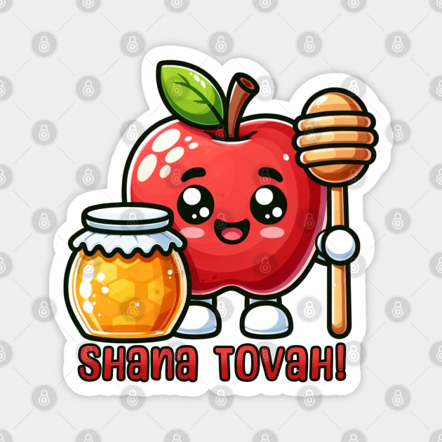 Shana Tova Kawaii Apple and Honey Magnet by HolidayBug