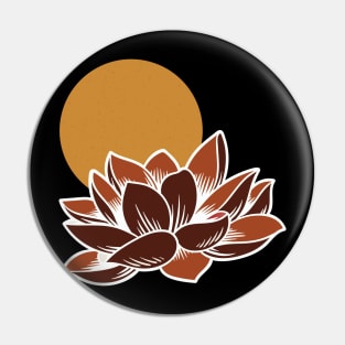 Japanese Sun & Lotus Terracotta Color Pin