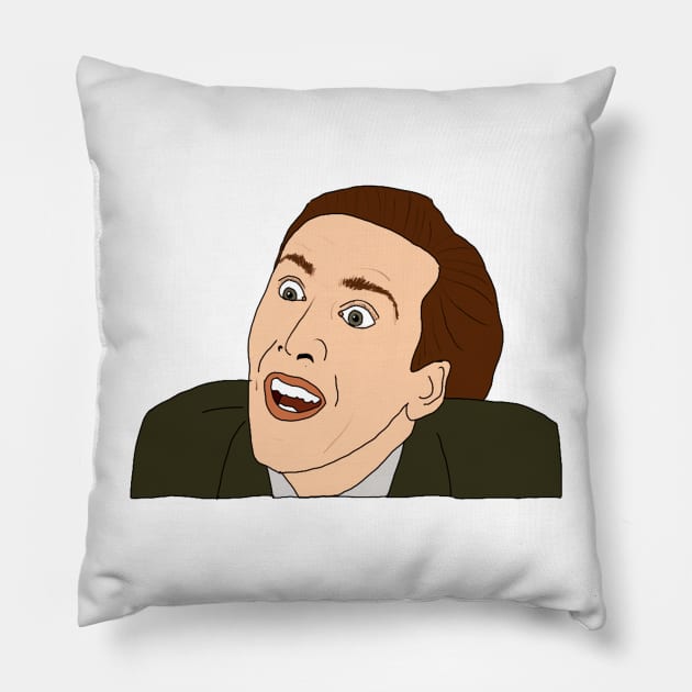 Nic Cage Derp Face Pillow by Tiny Baker