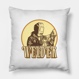 Welder drawing with retro style Pillow