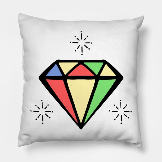 Traditional Colorful Star Tattoo Pillow by RajaGraphica