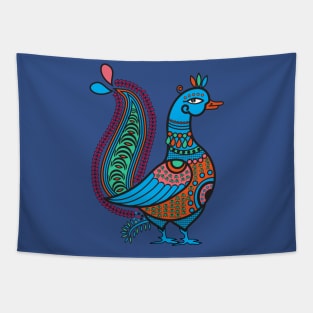 Ethnic Art Colorful Indian Duck Illustration Tapestry