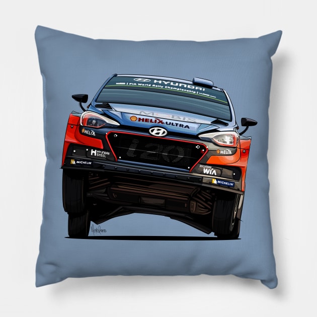 Hyundai i20 WRC Pillow by Mario Ramos Rally Art