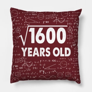 40 years old 40th birthday Gift Square Root of 1600 40s Pillow