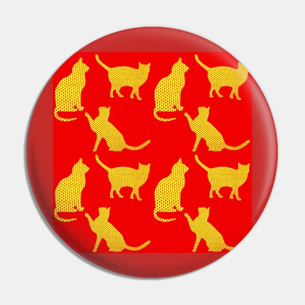 Golden cats-Red Pin by YamyMorrell