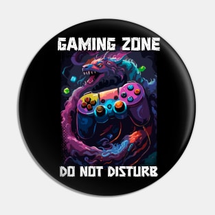 Do Not Disturb Gaming Zone funny cool pop art contoller illustration for gamers Pin