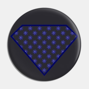 Yin Yang Diamond Design - Blue Color with a Ball Effect Pattern Pin