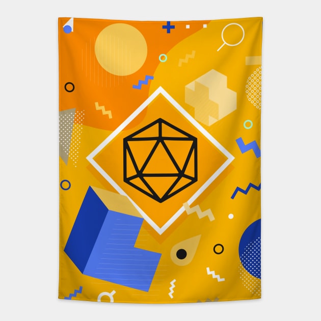 Polyhedral Dice Set Memphis Design Orange Tabletop RPG Tapestry by dungeonarmory