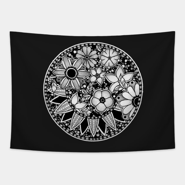 Retro Flower Mandala Tapestry by Litedawn