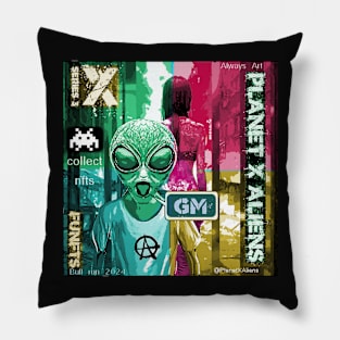 Retro 80's Alien Sci Fi Comic Book Style Pillow